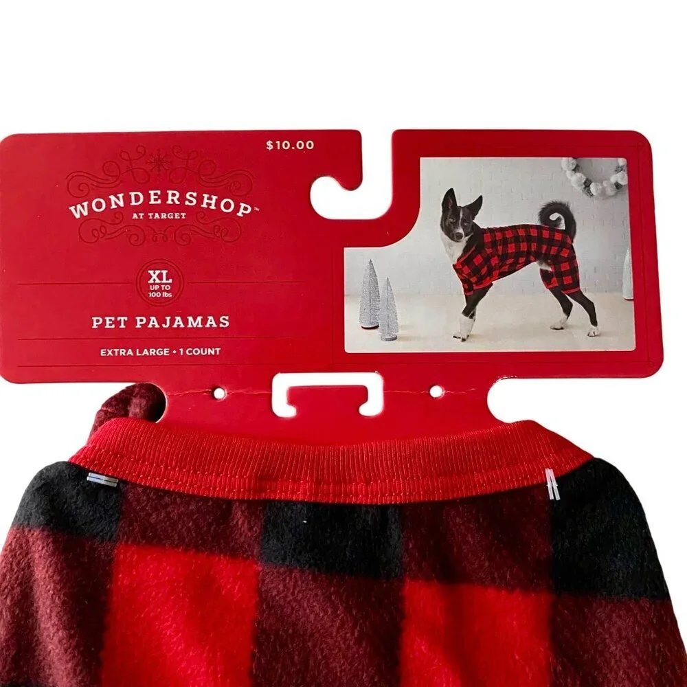 Wondershop Pet Pajamas Buffalo Check Black Red Dog XL NEW NWT